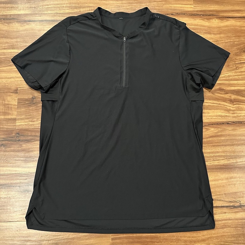 Lululemon Shirt Mens XL Black Short Sleeve 1/4 Zip Athletic Performance